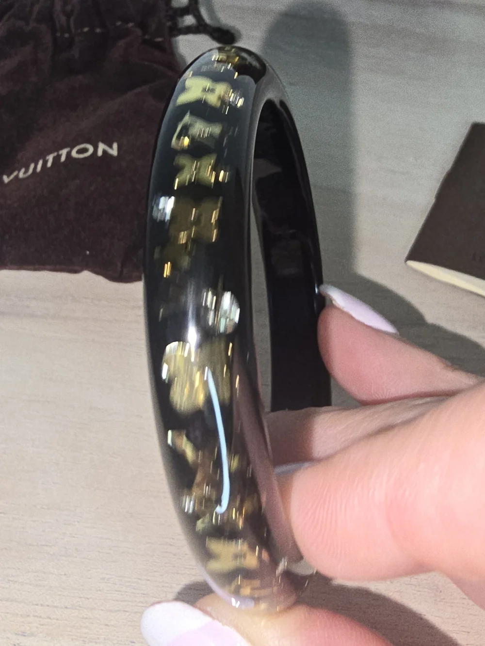 Louis Vuitton LV Bracelet Inclusion TPM Bangle Resin Black LK1009  Authentic FUL - Picture 4 of 12